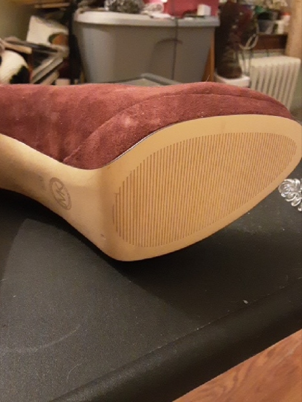 NWT Michael Kors Wine Suede Round-Toe Heels - Picture 5 of 6